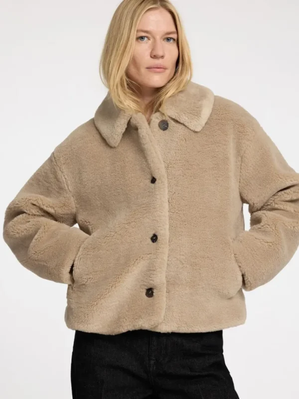 Overtøj>SELECTED KORT TEDDY-JAKKE Brown