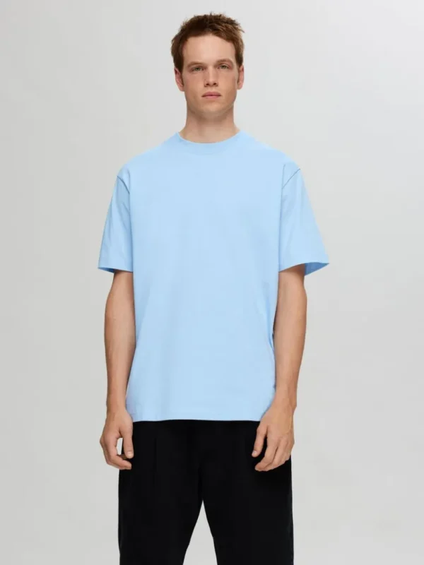 T-shirts>SELECTED KORTÆRMET AFSLAPPET FIT T-SHIRT Blue