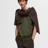 T-shirts>SELECTED KORTÆRMET AFSLAPPET FIT T-SHIRT Green