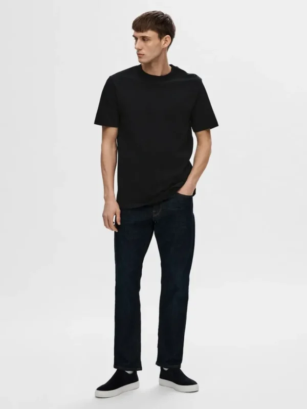 T-shirts>SELECTED KORTÆRMET AFSLAPPET FIT T-SHIRT Black