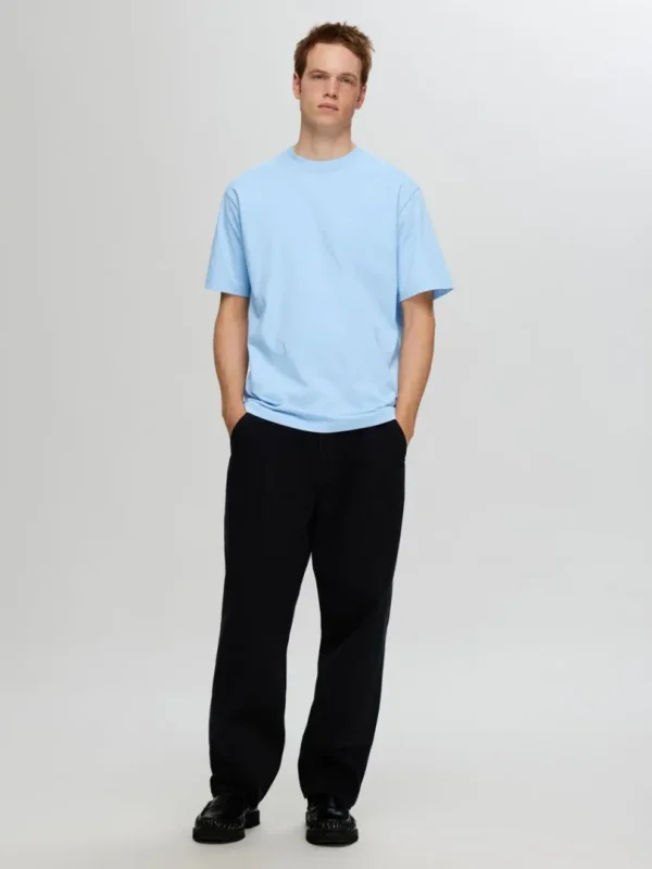 T-shirts>SELECTED KORTÆRMET AFSLAPPET FIT T-SHIRT Blue