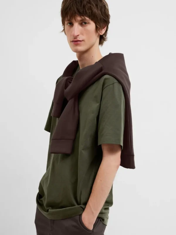 T-shirts>SELECTED KORTÆRMET AFSLAPPET FIT T-SHIRT Green