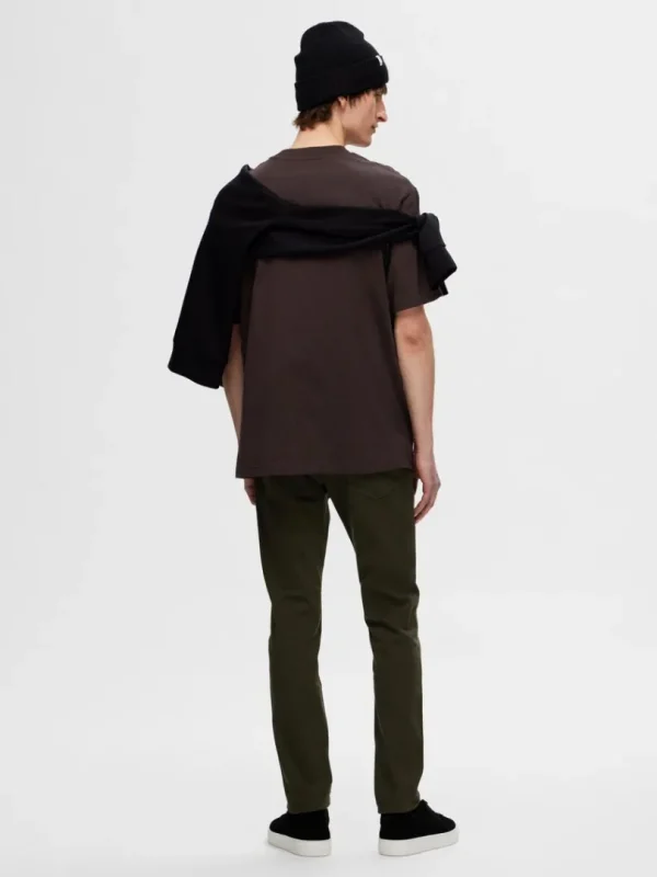 T-shirts>SELECTED KORTÆRMET AFSLAPPET FIT T-SHIRT Brown