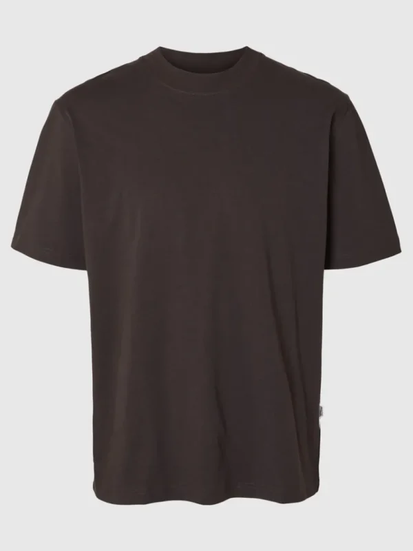 T-shirts>SELECTED KORTÆRMET AFSLAPPET FIT T-SHIRT Brown