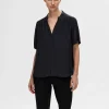 Toppe Og Bluser>SELECTED KORTÆRMET BLUSE Blue