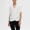 Toppe Og Bluser>SELECTED KORTÆRMET BLUSE White