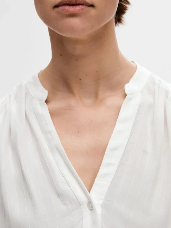 Toppe Og Bluser>SELECTED KORTÆRMET BLUSE White