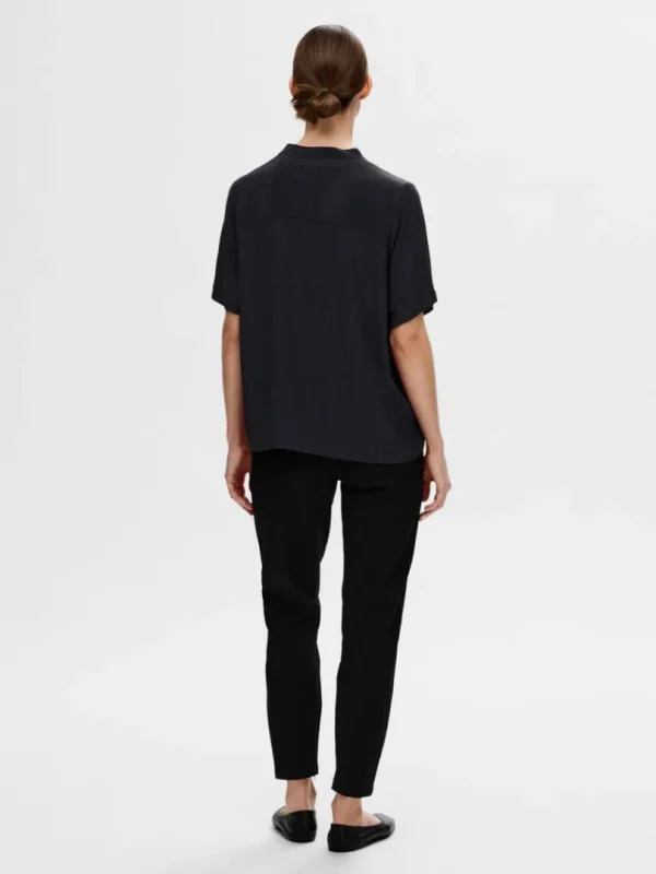 Toppe Og Bluser>SELECTED KORTÆRMET BLUSE Blue