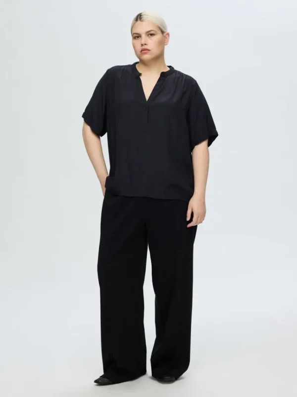 Toppe Og Bluser>SELECTED KORTÆRMET BLUSE Blue