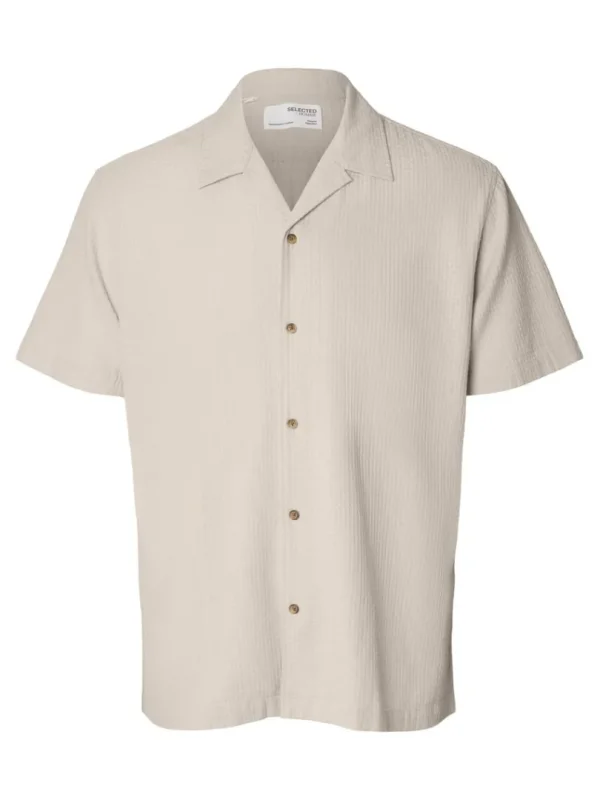 Skjorter>SELECTED KORTÆRMET BOMULD SKJORTE Beige