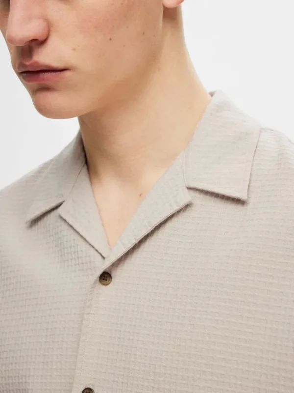Skjorter>SELECTED KORTÆRMET BOMULD SKJORTE Beige