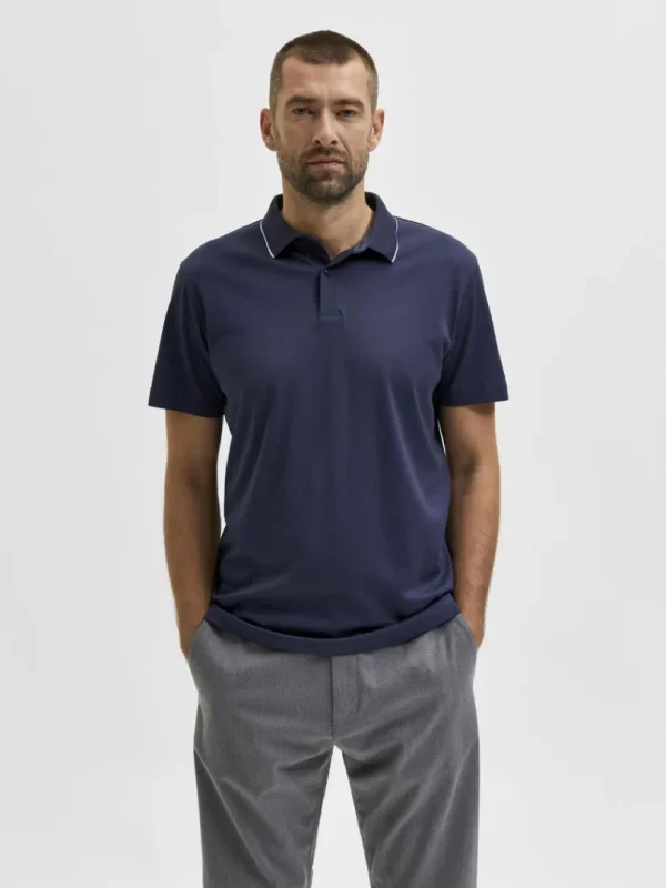 Poloer>SELECTED KORTÆRMET COOLMAX® POLO Blue