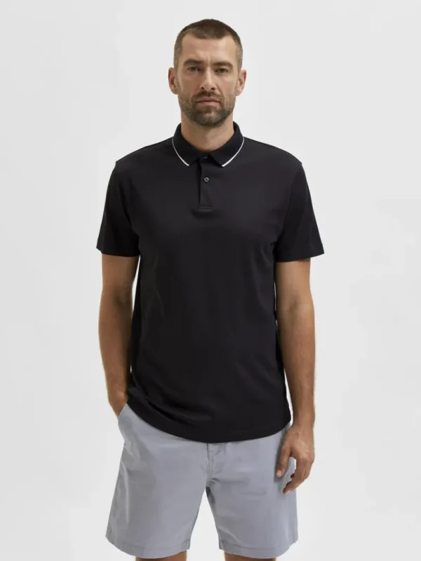 Poloer>SELECTED KORTÆRMET COOLMAX® POLO Black