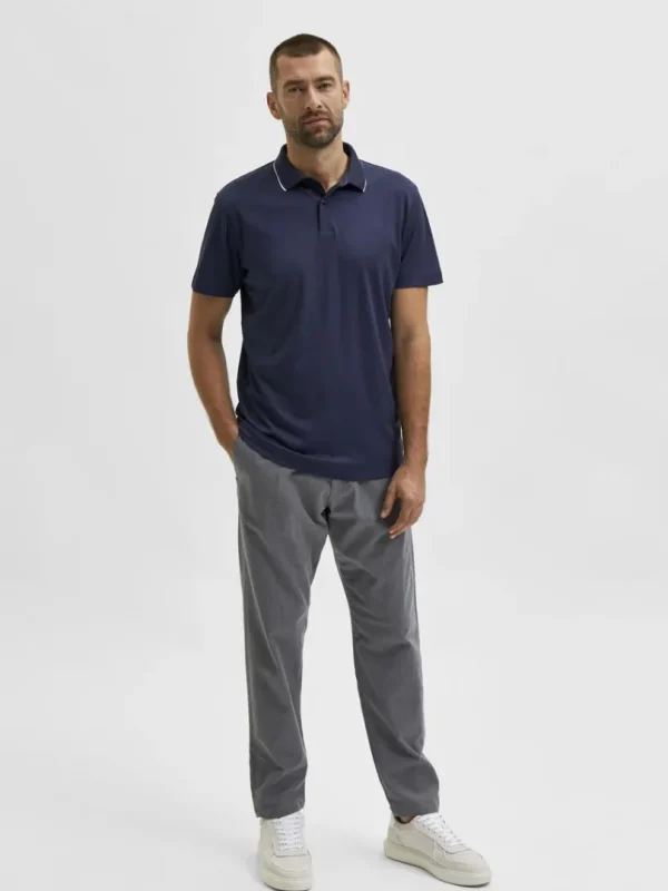 Poloer>SELECTED KORTÆRMET COOLMAX® POLO Blue