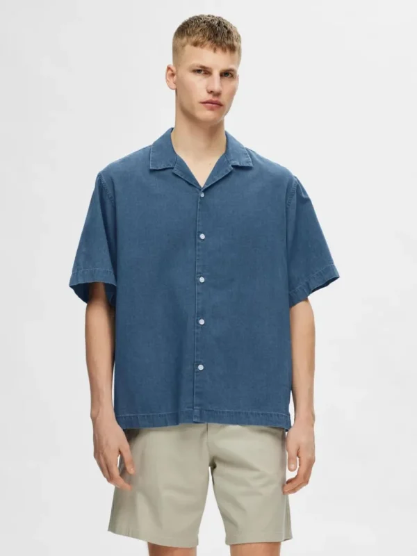 Skjorter>SELECTED KORTÆRMET DENIMSKJORTE Blue