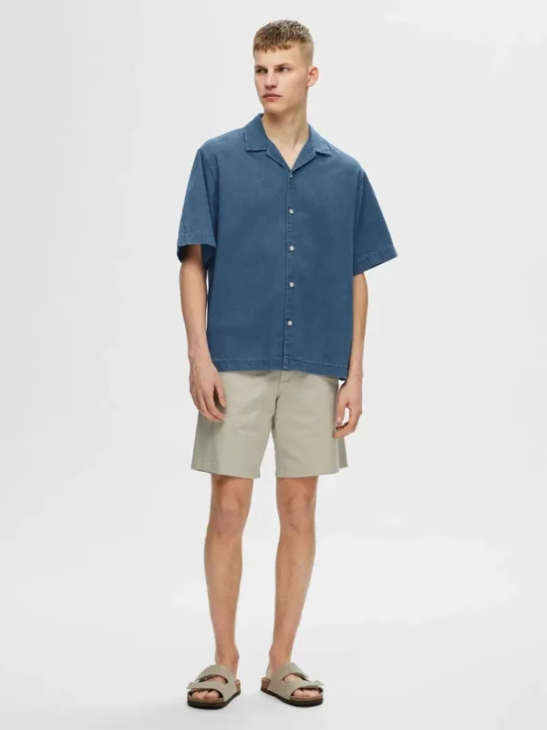 Skjorter>SELECTED KORTÆRMET DENIMSKJORTE Blue