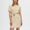 Kjoler>SELECTED KORTÆRMET KORT KJOLE Beige