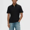 Poloer>SELECTED KORTÆRMET LYNLÅS POLO Black