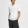 Poloer>SELECTED KORTÆRMET LYNLÅS POLO White