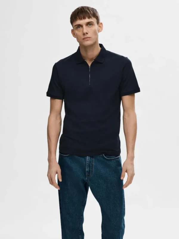 Poloer>SELECTED KORTÆRMET LYNLÅS POLO Blue