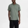 Poloer>SELECTED KORTÆRMET LYNLÅS POLO Green