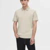 Poloer>SELECTED KORTÆRMET LYNLÅS POLO Beige