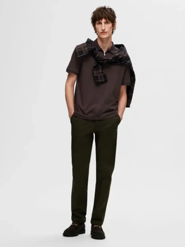 Poloer>SELECTED KORTÆRMET LYNLÅS POLO Brown
