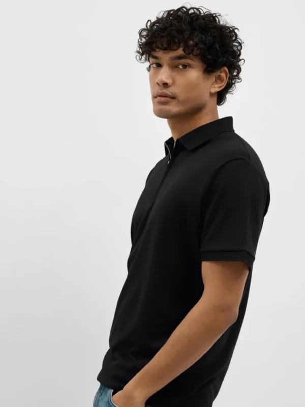 Poloer>SELECTED KORTÆRMET LYNLÅS POLO Black