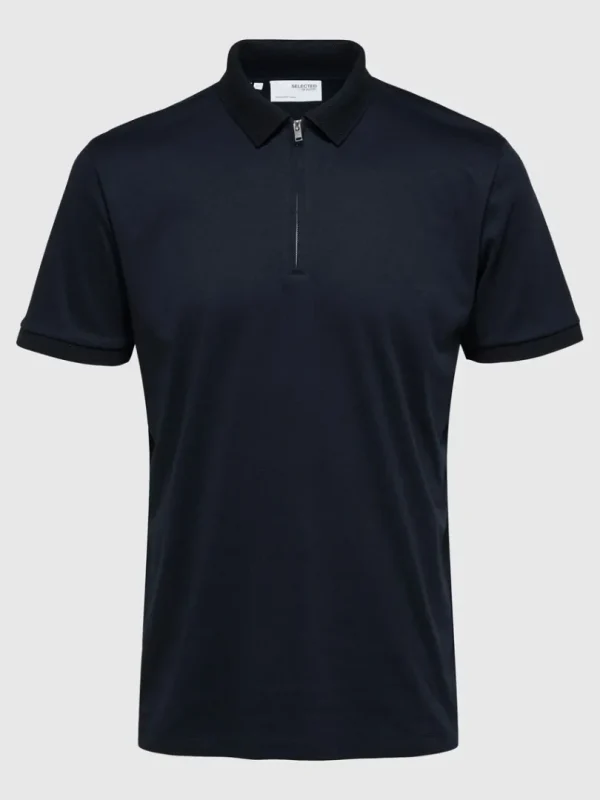 Poloer>SELECTED KORTÆRMET LYNLÅS POLO Blue