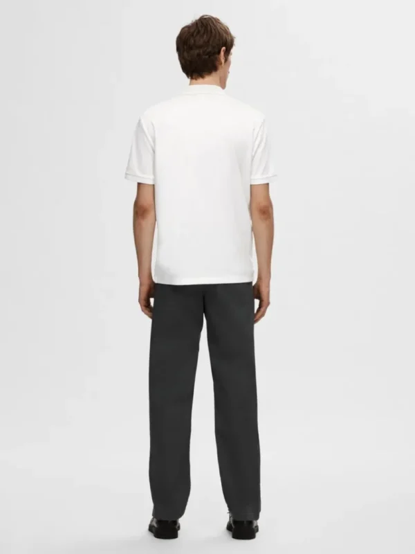 Poloer>SELECTED KORTÆRMET LYNLÅS POLO White