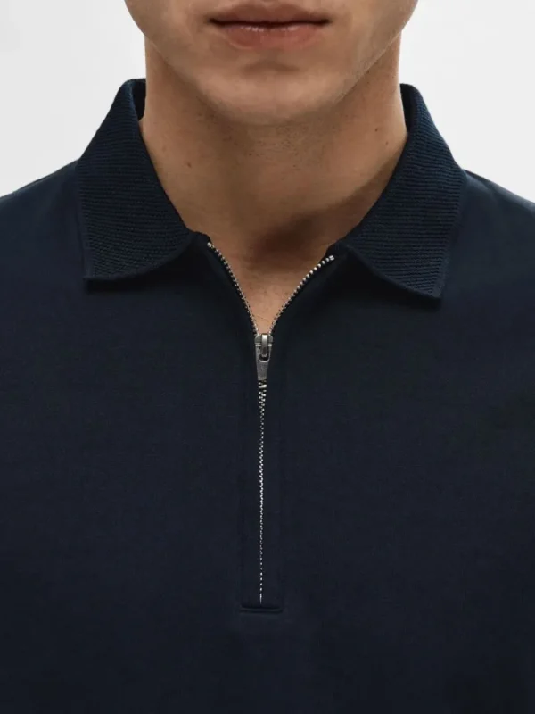 Poloer>SELECTED KORTÆRMET LYNLÅS POLO Blue