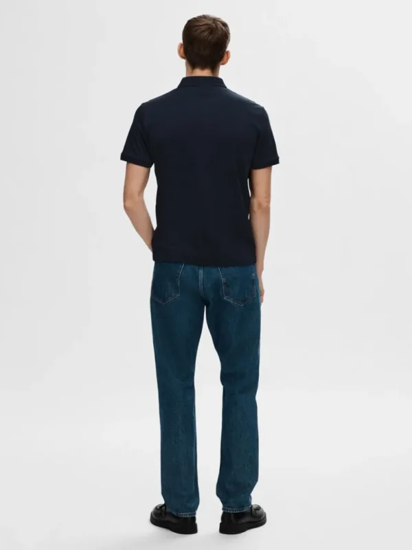 Poloer>SELECTED KORTÆRMET LYNLÅS POLO Blue