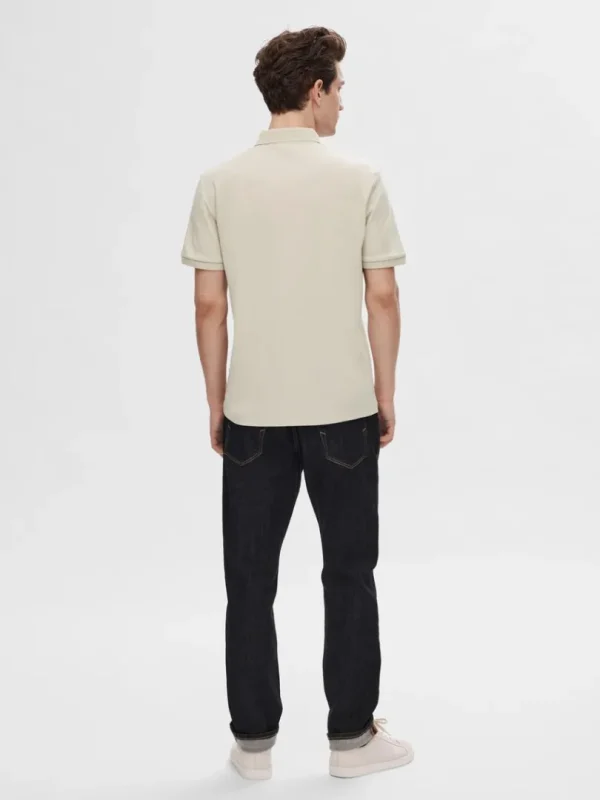 Poloer>SELECTED KORTÆRMET LYNLÅS POLO Beige