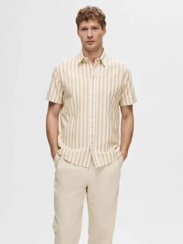 Skjorter>SELECTED KORTÆRMET SKJORTE Beige