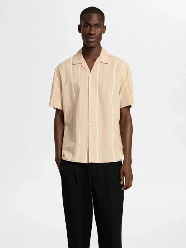 Skjorter>SELECTED KORTÆRMET SKJORTE Beige