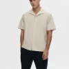 Skjorter>SELECTED KORTÆRMET SKJORTE Beige
