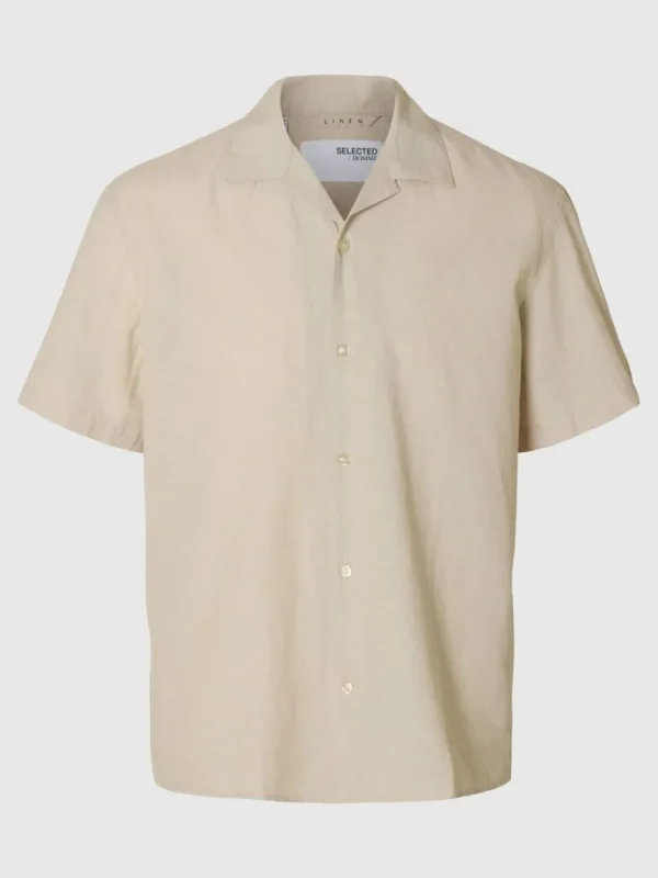 Skjorter>SELECTED KORTÆRMET SKJORTE Beige