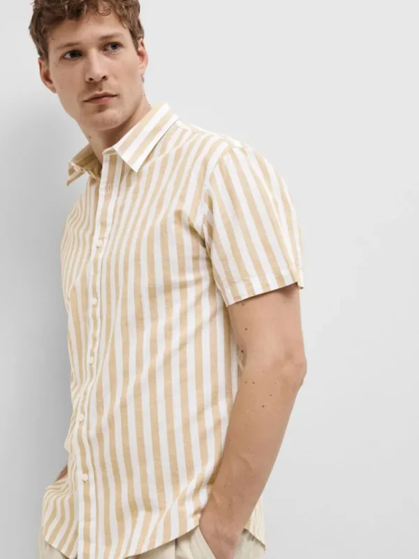 Skjorter>SELECTED KORTÆRMET SKJORTE Beige