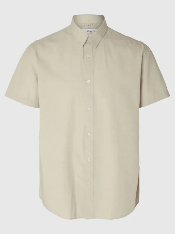 Skjorter>SELECTED KORTÆRMET SKJORTE Beige