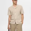Strik>SELECTED KORTÆRMET STRIKKET CARDIGAN Beige