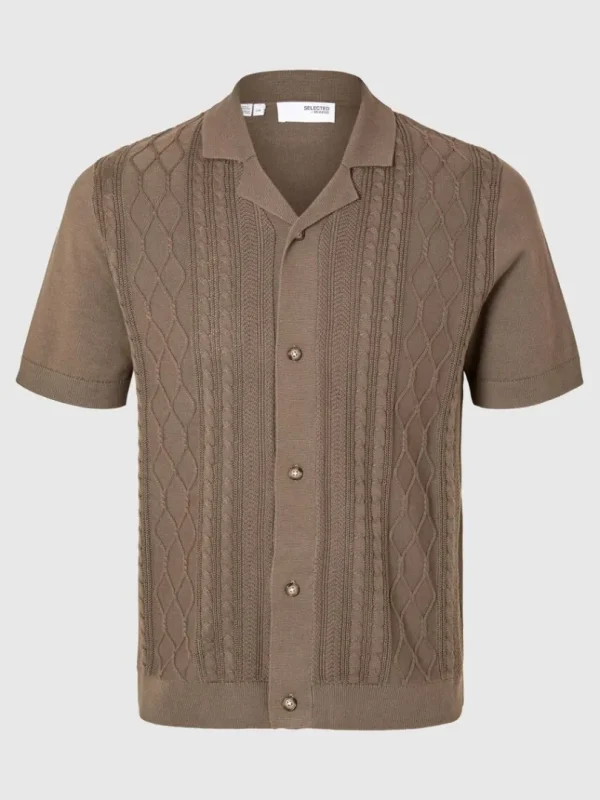 Strik>SELECTED KORTÆRMET STRIKKET CARDIGAN Brown