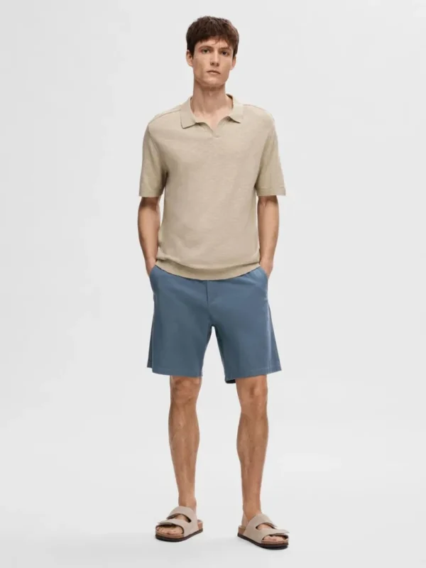 Poloer | Strik>SELECTED KORTÆRMET STRIKKET POLO Beige