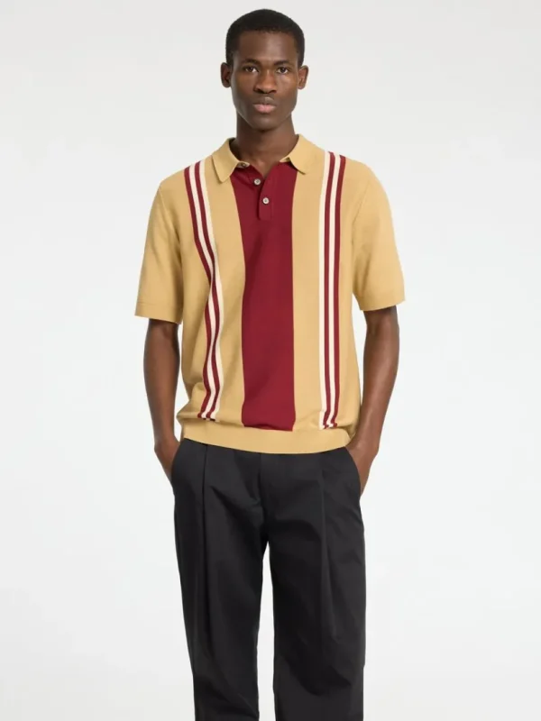 Poloer | Strik>SELECTED KORTÆRMET STRIKKET POLOSHIRT Brown