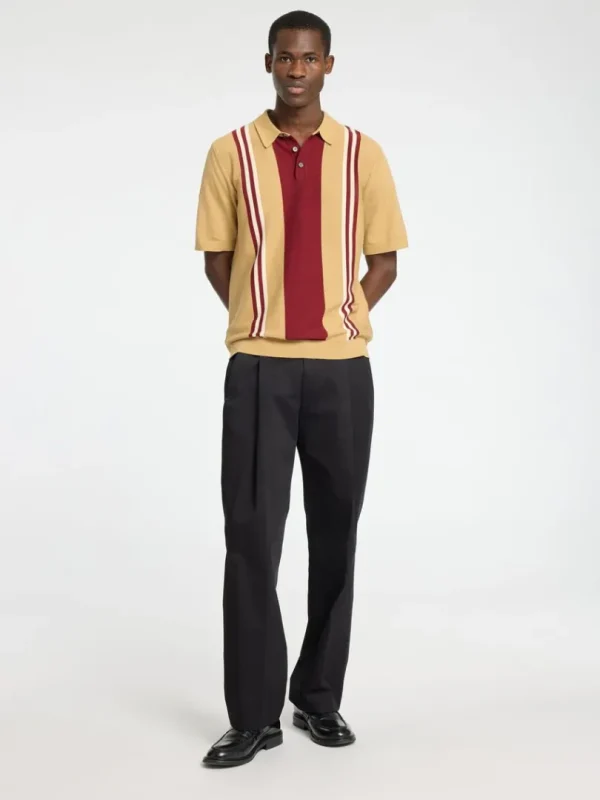 Poloer | Strik>SELECTED KORTÆRMET STRIKKET POLOSHIRT Brown