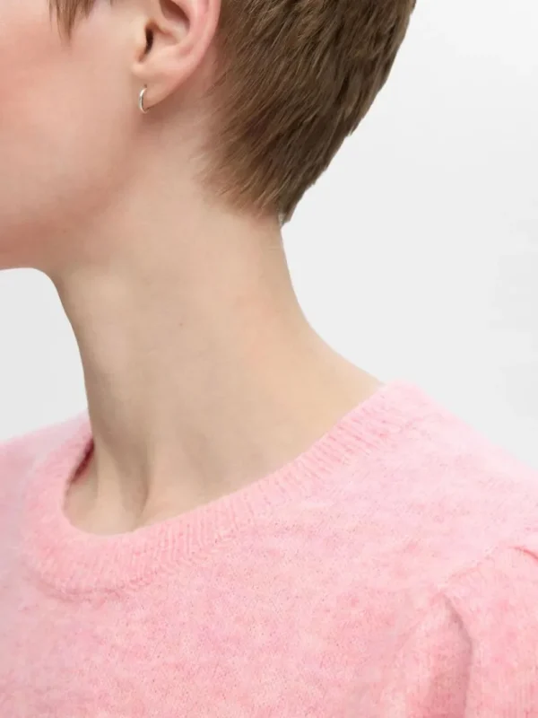 Strik>SELECTED KORTÆRMET STRIKKET TOP Pink
