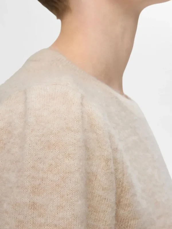 Strik>SELECTED KORTÆRMET STRIKKET TOP Beige