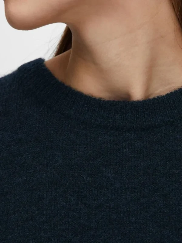 Strik>SELECTED KORTÆRMET STRIKKET TOP Blue
