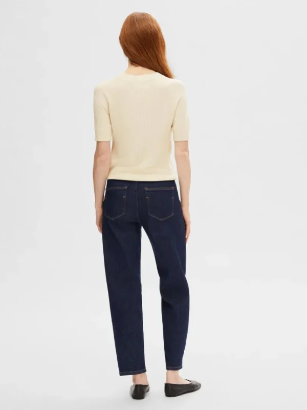 Strik>SELECTED KORTÆRMET STRIKKET TOP Beige