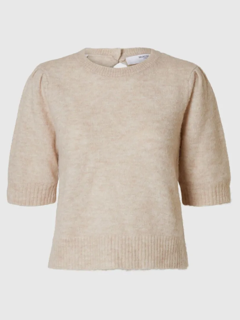 kortrmet_strikket_top_5.webp Strik>SELECTED KORTÆRMET STRIKKET TOP Beige