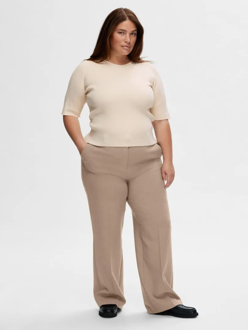 kortrmet_strikket_top_6-5.webp T-shirts | Toppe Og Bluser>SELECTED KORTÆRMET STRIKKET TOP Beige